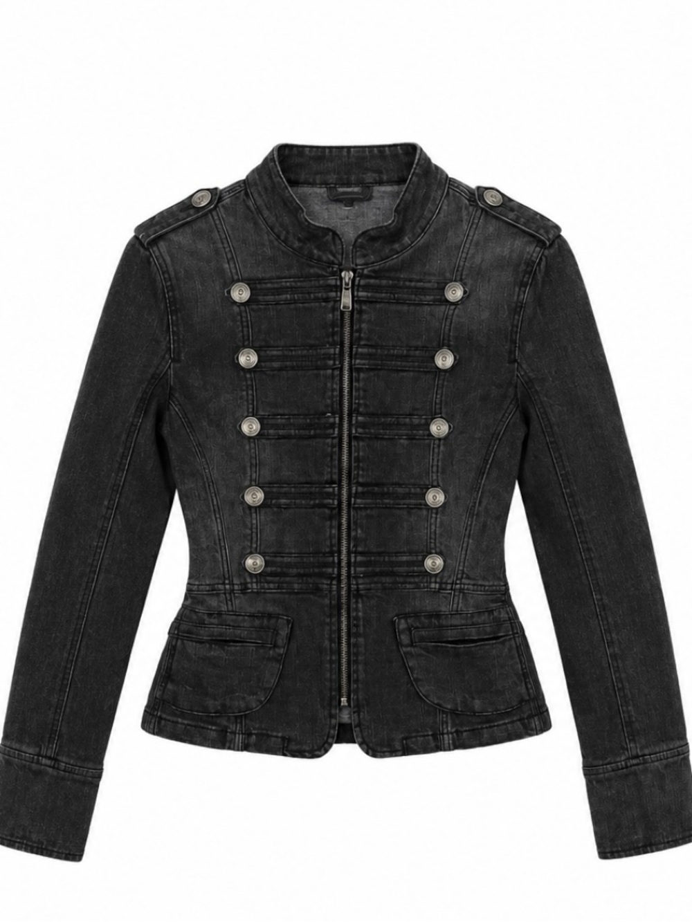 Vintage MOTO Denim Moto Jacket | Y2K | Fitted Denim Biker Jacket